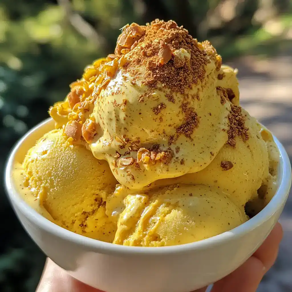 Creamy vanilla ice cream topped with caramelized nuts and cocoa powder, perfect for summer cravings.