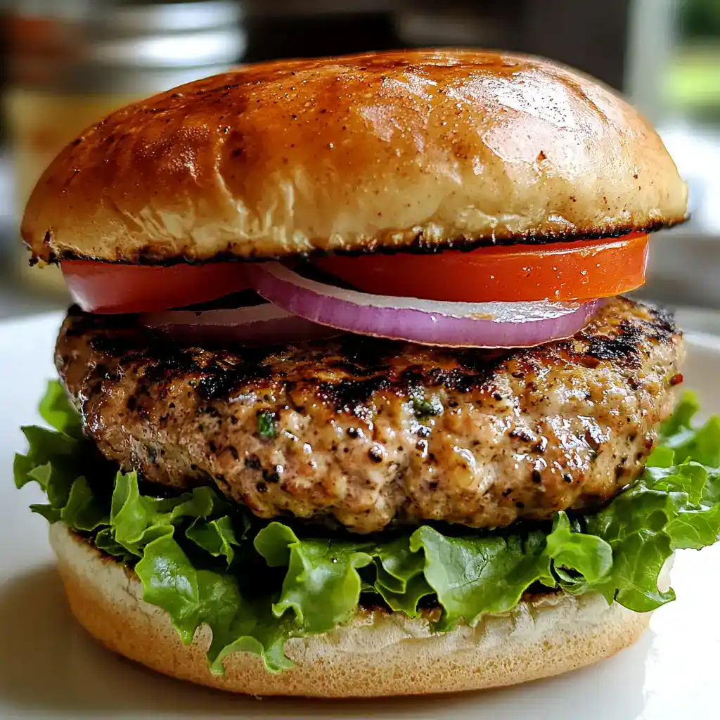 Juicy grilled hamburger with fresh vegetables on a sesame seed bun, close-up.