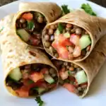Fresh lentil veggie wraps filled with cucumbers, tomatoes, and herbs, wrapped in warm flatbread, perfect for healthy lunches or quick dinners. Delicious and nutritious station recipes.