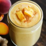 Peach Smoothie with Fresh Fruit and Cinnamon Topping | Healthy Peach Smoothie Recipe with Creamy Texture and Fresh Fruit | Delicious Peach Smoothie for Breakfast or Snack.