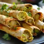 Crispy vegetable spring rolls filled with fresh greens and vegetables, served on a black plate garnished with cilantro. Perfect as an appetizer or snack for Asian-inspired meals.