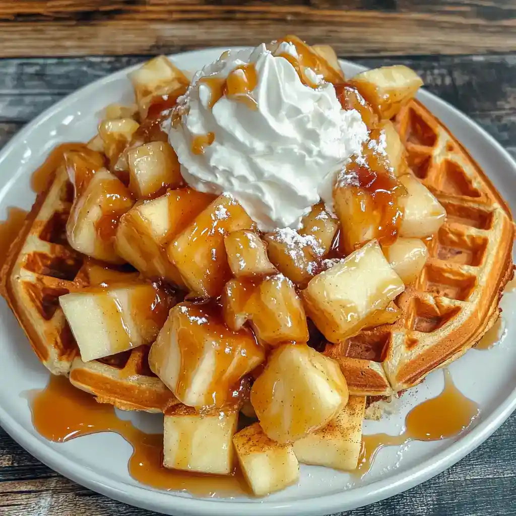 Apples with Caramel Waffles