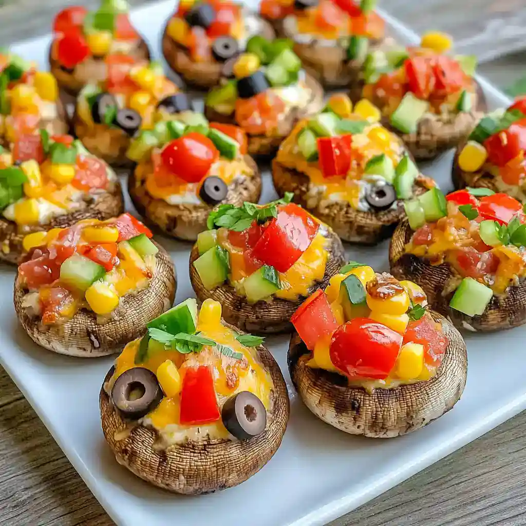 Festive Halloween Candy Stuffed Mushrooms