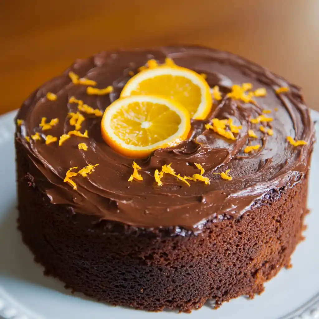 Candied orange slice cake, chocolate orange cake with orange zest garnished, dessert recipes, Station Recipes, delicious chocolate and orange flavored cake, perfect for special occasions and celebrations, rich moist chocolate cake topped with orange slices and zest, a delightful combination of citrus and chocolate flavors, easy homemade cake recipe, dessert ideas for parties.