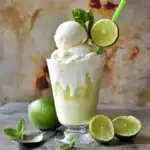 Refreshing Lime and Mint Ice Cream Float with Fresh Lime Slices and Mint Garnish, perfect for summer desserts and easy to make at home. Ideal for cool, citrus-flavored treats.