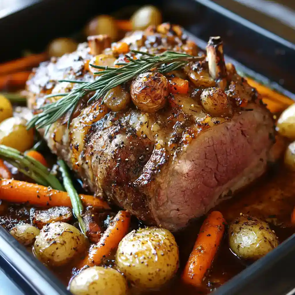 Juicy roasted beef tenderloin with roasted fingerling potatoes, carrots, and savory herbs for a perfect station recipes dinner.