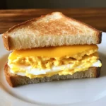 Soft toasted bread with scrambled eggs, cheddar cheese, and a fried egg perfect for breakfast or brunch, easy to make at home, and ideal for egg sandwich lovers.