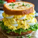 Scrambled egg sandwich with toast, fresh greens, and herbs, perfect for breakfast or brunch, easy to make at home using simple ingredients.
