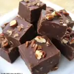 Creamy chocolate fudge with chopped pecans, perfect for holiday treats and special occasions. Easy to make, rich, and decadent dessert recipe from Station Recipes.
