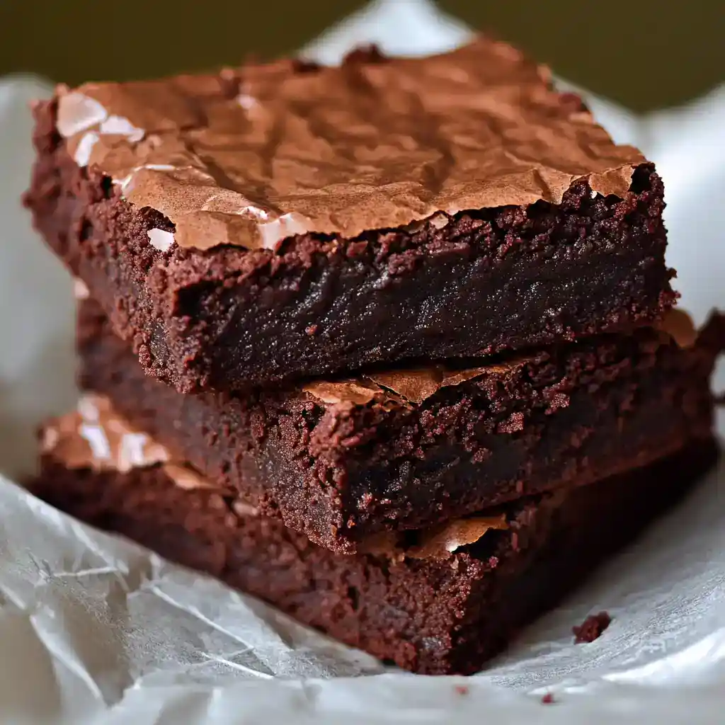 Decadent triple-layer chocolate brownies with gooey, rich chocolate center and crispy top, perfect for dessert lovers and chocolate enthusiasts.
