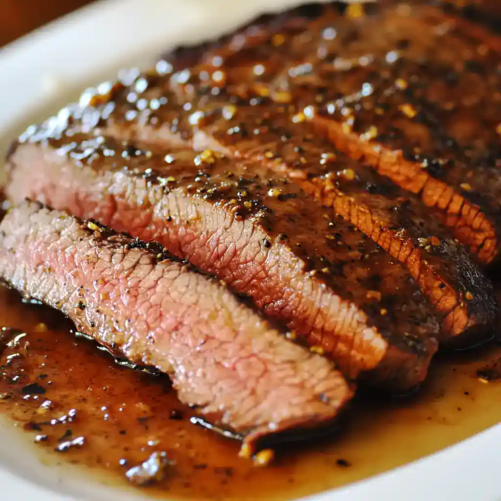 Juicy and tender grilled steak with a flavorful garlic and herb marinade, cooked to perfection, served with a savory sauce. Ideal for steak lovers and dinner recipes.