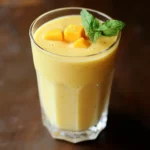 Creamy mango smoothie with fresh mango chunks and mint garnish, perfect for summer and healthy snack options. Delicious, easy-to-make, and great for breakfast or dessert.