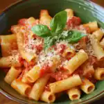 Creamy tomato basil pasta with parmesan, fresh basil, and black pepper – quick and flavorful Italian dinner recipe.