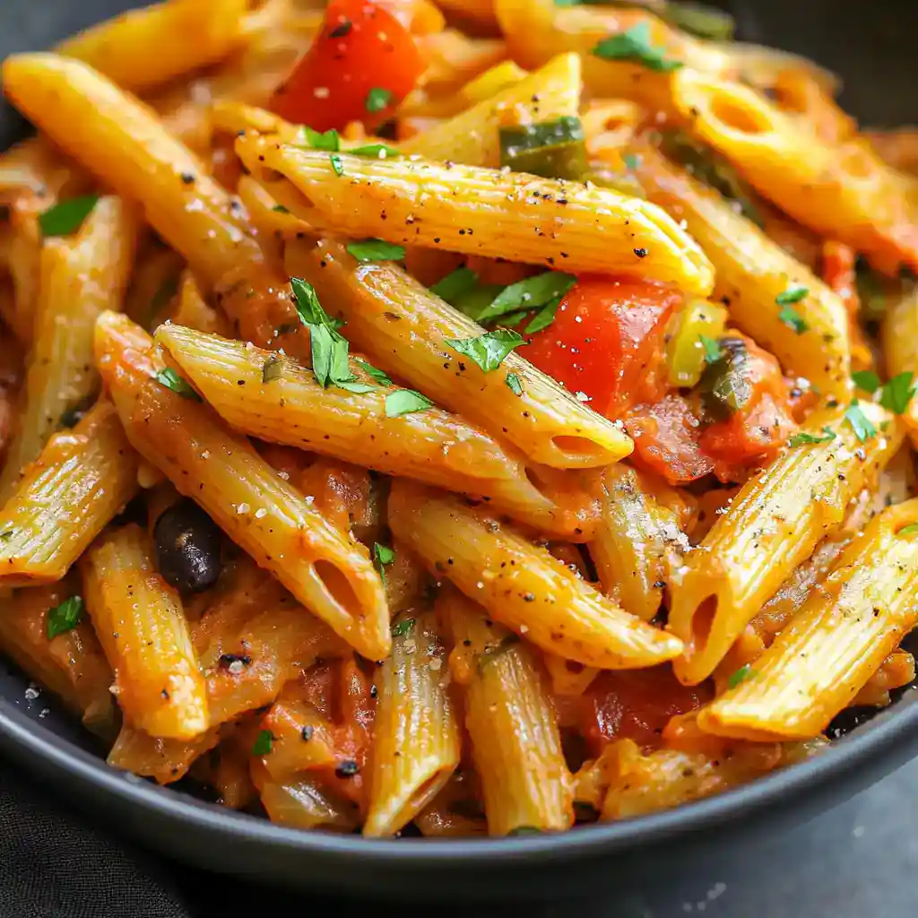 Creamy tomato basil pasta with penne, fresh herbs, and a rich, flavorful sauce for a cozy dinner option.