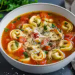 Creamy tortellini soup with fresh herbs, tomatoes, and melted cheese, perfect for cozy meals and easy to make at home. Ideal comfort food recipe for chilly days.