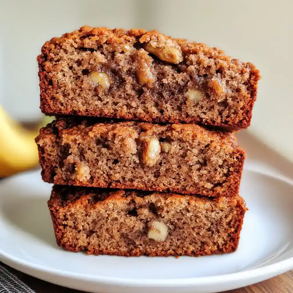 Butterscotch Banana Bread with Walnuts - thick slices of homemade banana bread with rich butterscotch flavor and crunchy walnuts. Perfect for breakfast or teatime, easy to make from scratch.
