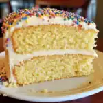 Soft vanilla cake with creamy frosting and colorful sprinkles, perfect for celebrations, birthday cakes, and special occasions. Delicious, moist, and easy to make recipe from Station Recipes.