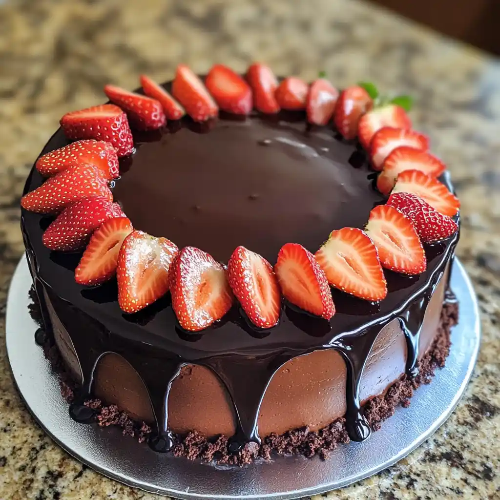 Chocolate Ganache Strawberry Cake