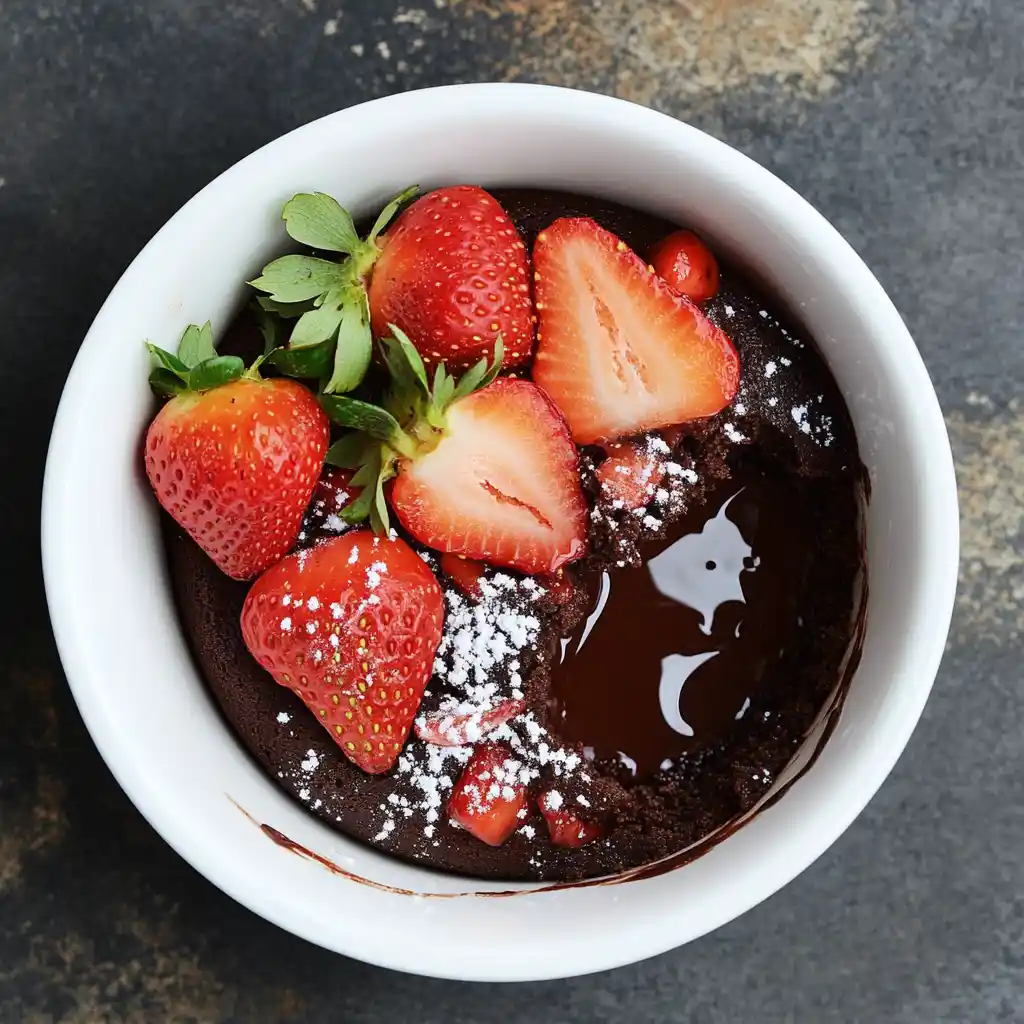 Chocolate Lava Cake with Strawberries