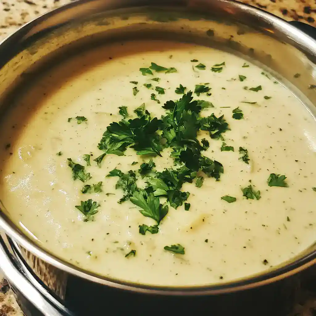 A rich, flavorful creamy herb soup made with fresh herbs and seasoned for a delicious, comforting meal. Perfect for lunch or dinner with a touch of parsley garnish.