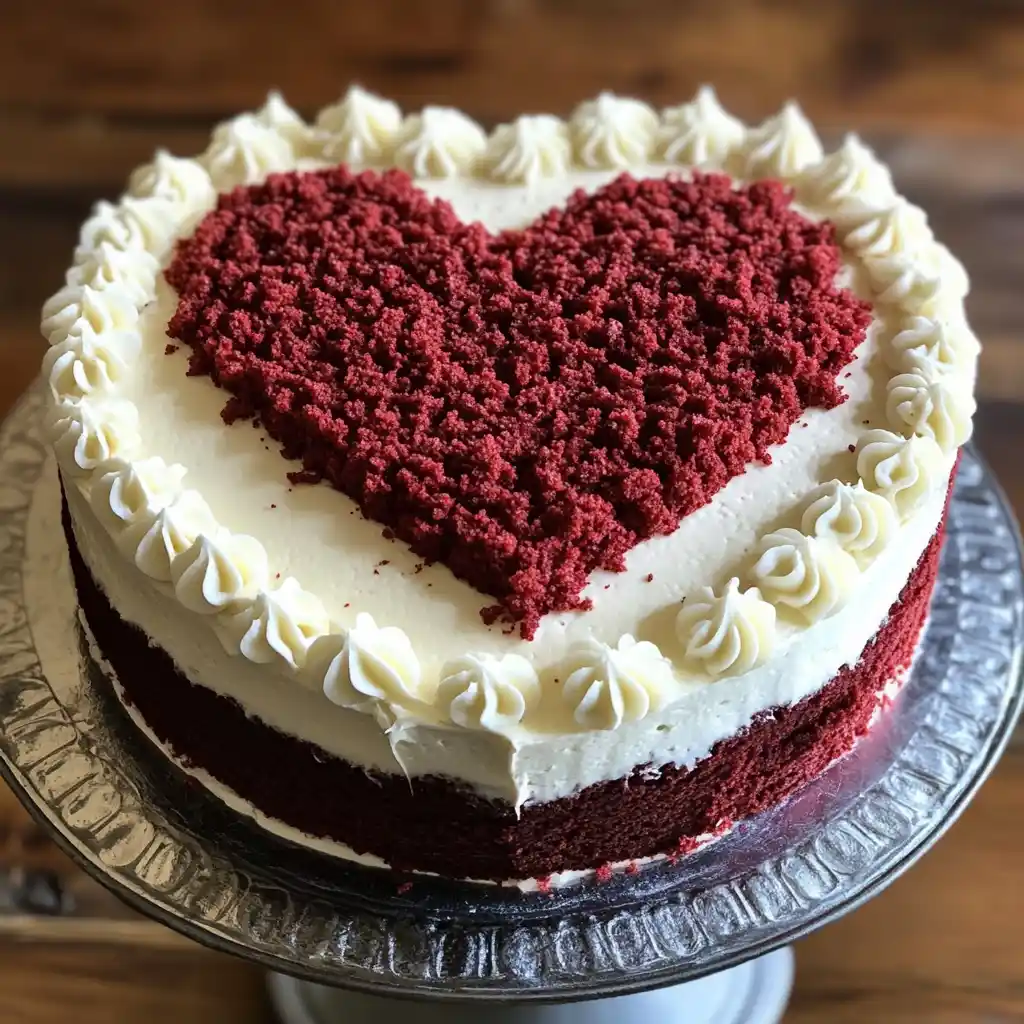 Heart Decorated Red Velvet Cake