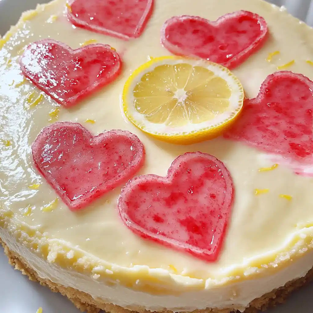 Heart Topped Lemon Cheesecake
