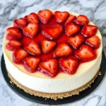 Heart Topped Strawberry Cheesecake
