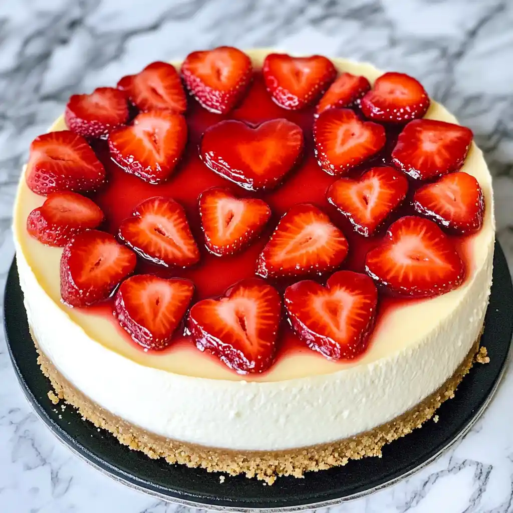 Heart Topped Strawberry Cheesecake