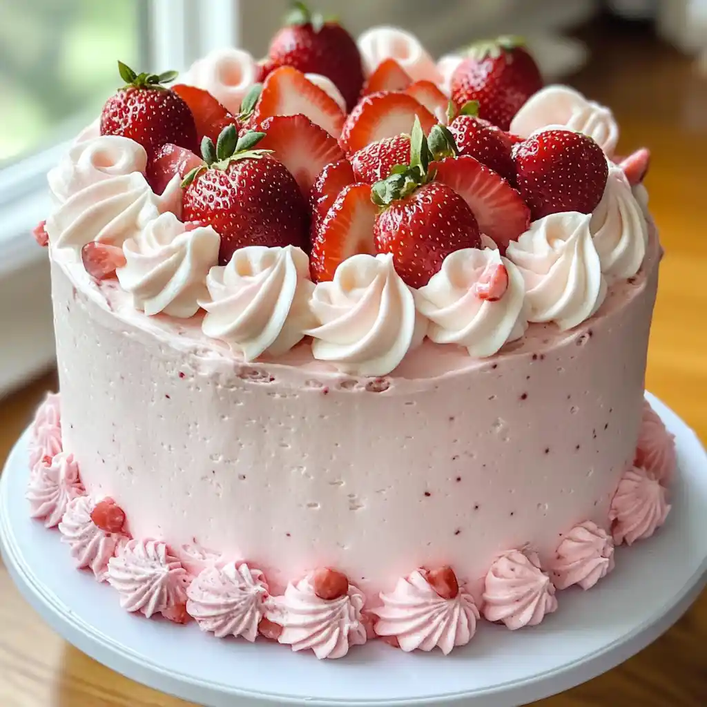 Pink Champagne Strawberry Cake