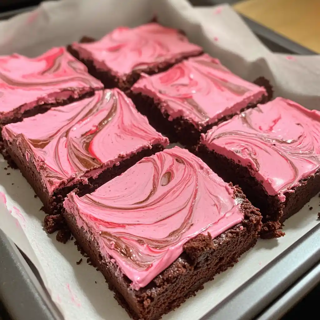 Pink Velvet Brownies with Cream Cheese