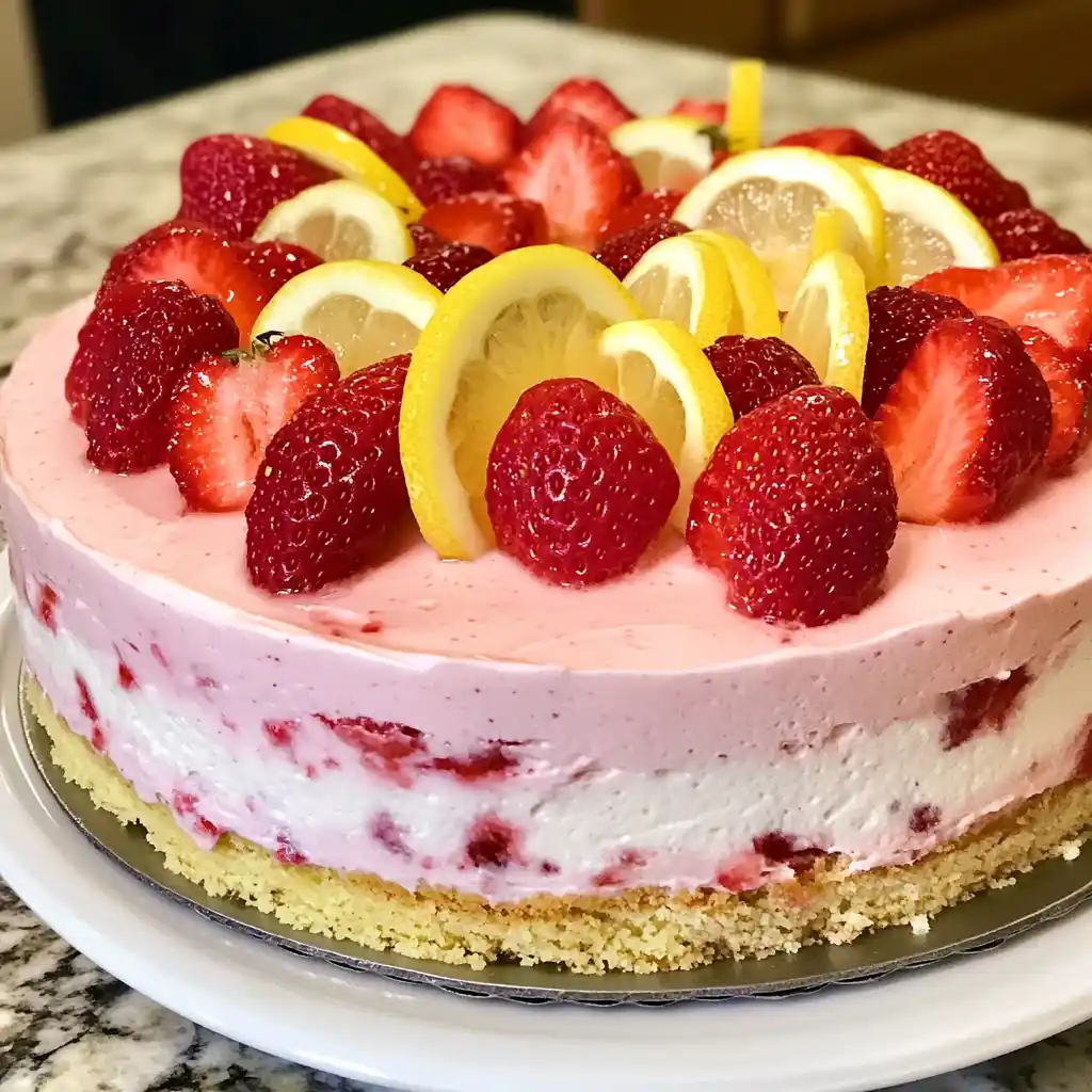Strawberry Lemon Mousse Cake