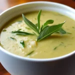Savory creamy sage soup garnished with fresh sage leaves, perfect for cozy meals and soup recipes.