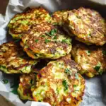 Healthy zucchini fritters with herbs and crispy edges, perfect for snacks or meals. Easy to make and packed with flavor.