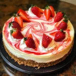 Valentine's Strawberry Swirl Cheesecake