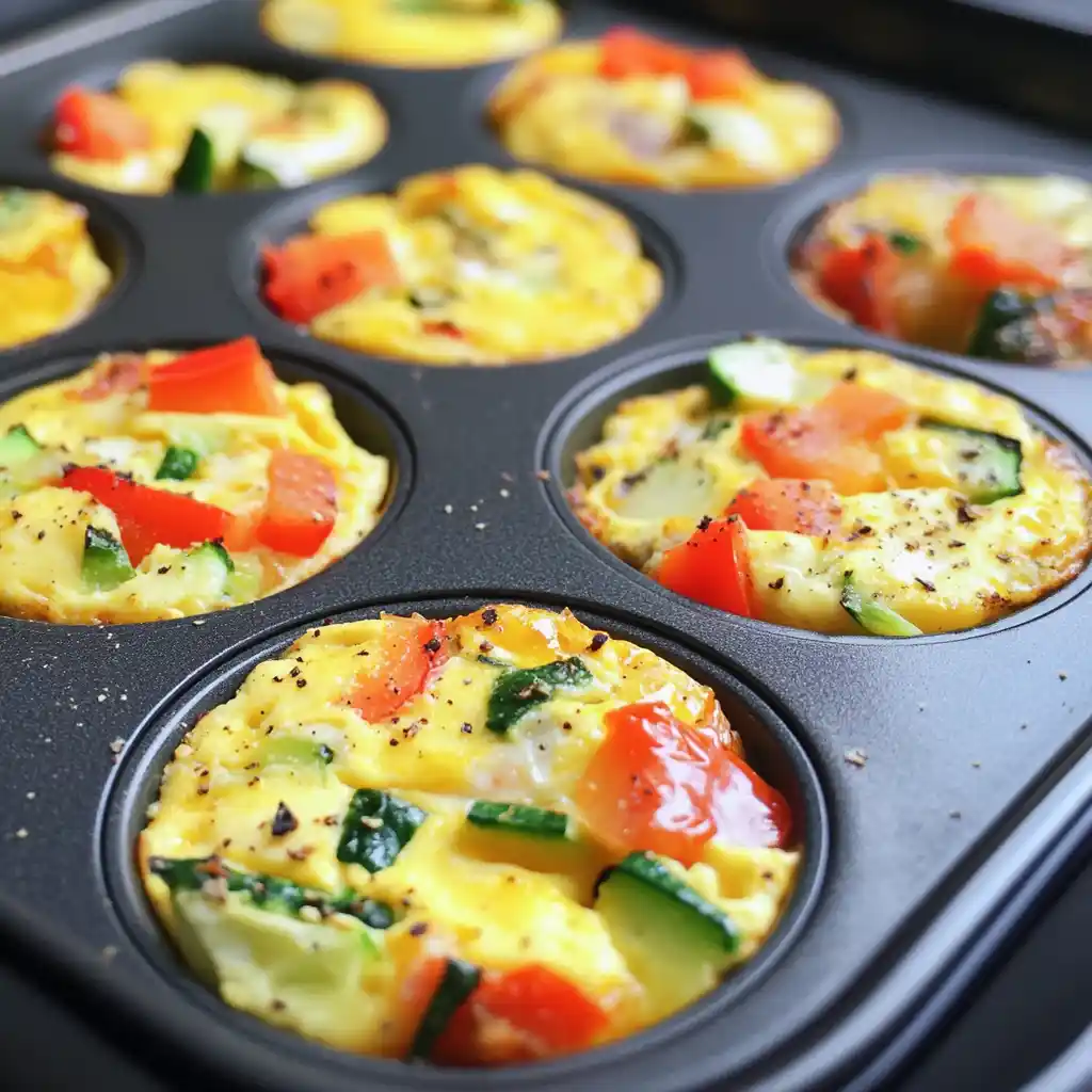 Delicious baked mini veggie frittatas with fresh vegetables, perfect for breakfast, brunch, or healthy Snacks. Easy, quick, and packed with flavor.