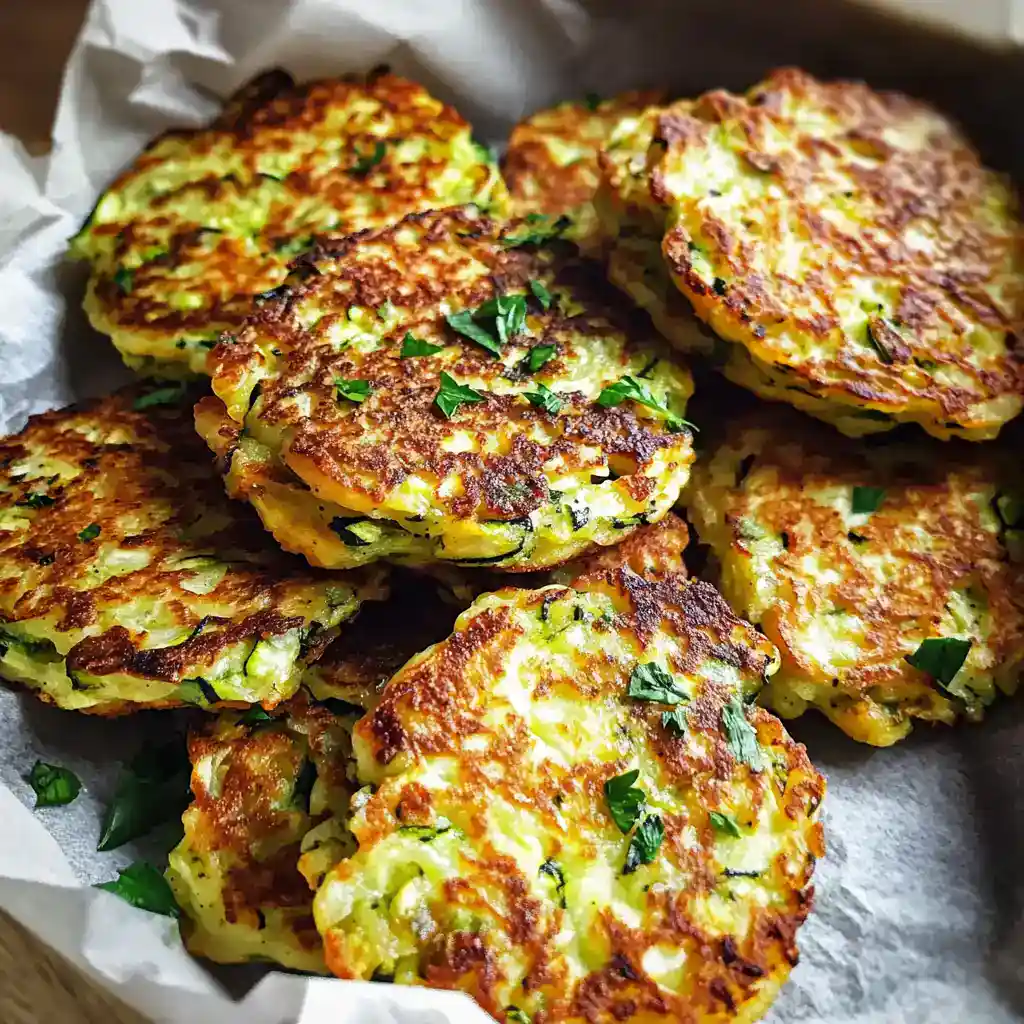 Healthy zucchini fritters with fresh herbs, crispy edges, and tender insides. Perfect appetizer or side dish for all occasions. Easy to make and full of flavor.