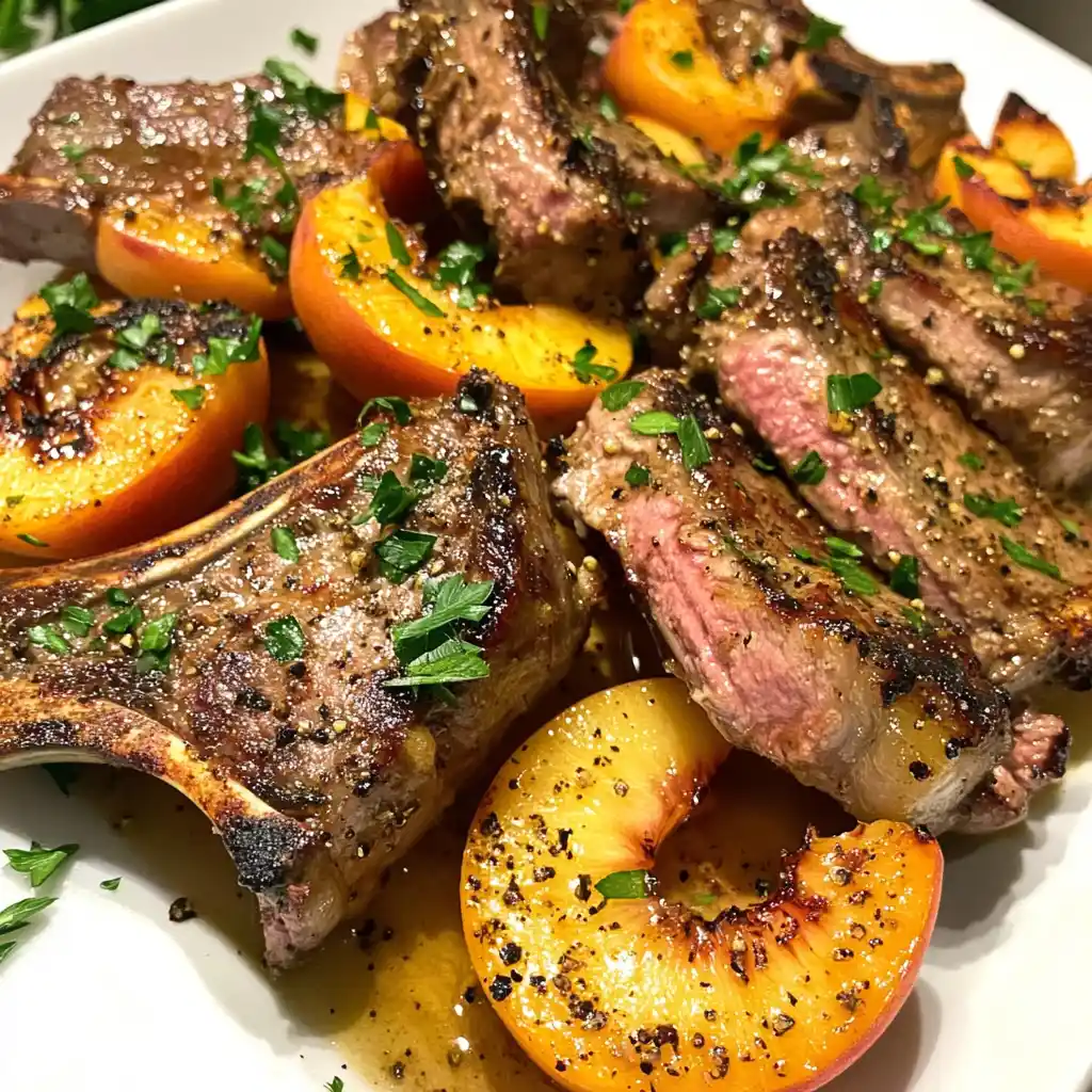 Air-Fried Lamb with Peach