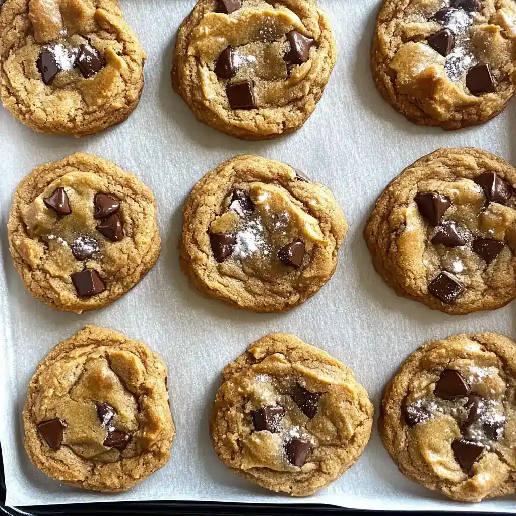 Delicious homemade chocolate chip cookies with gooey chocolate chunks, perfect for snacks or desserts. Easy to make with classic ingredients, ideal for any occasion.
