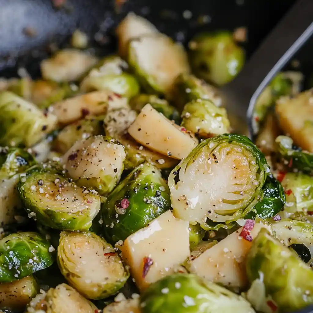 Brussels Sprouts and Provolone Stir-Fry