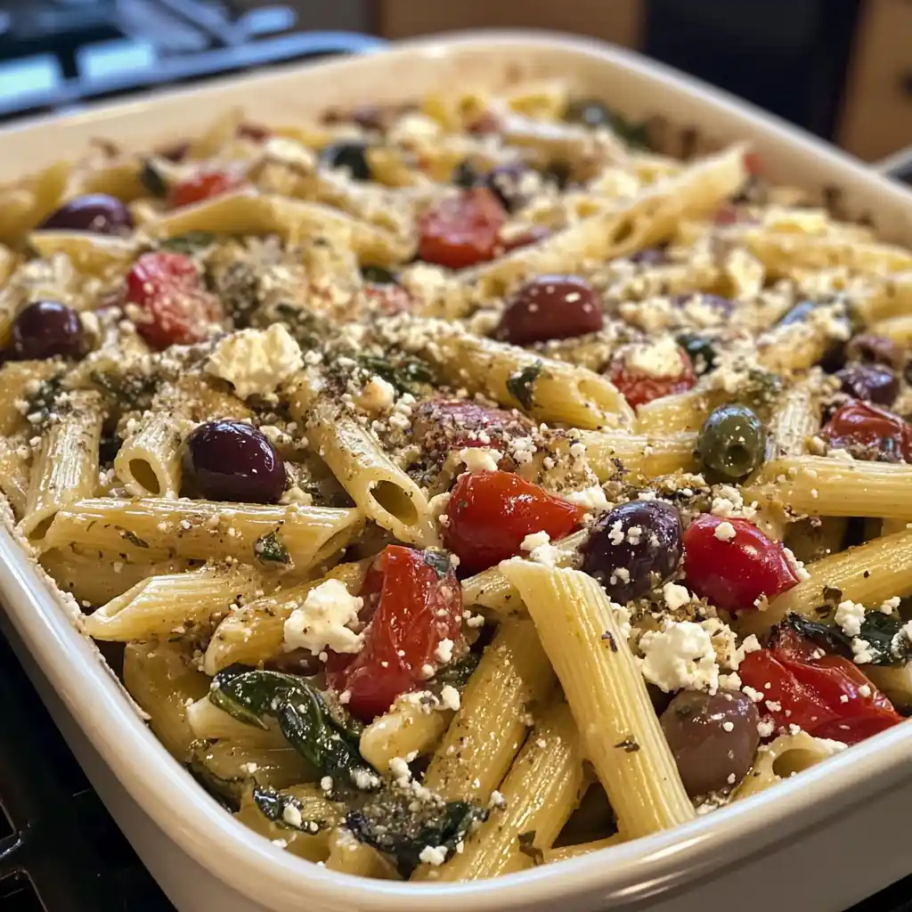 Greek Ramps Pasta Bake