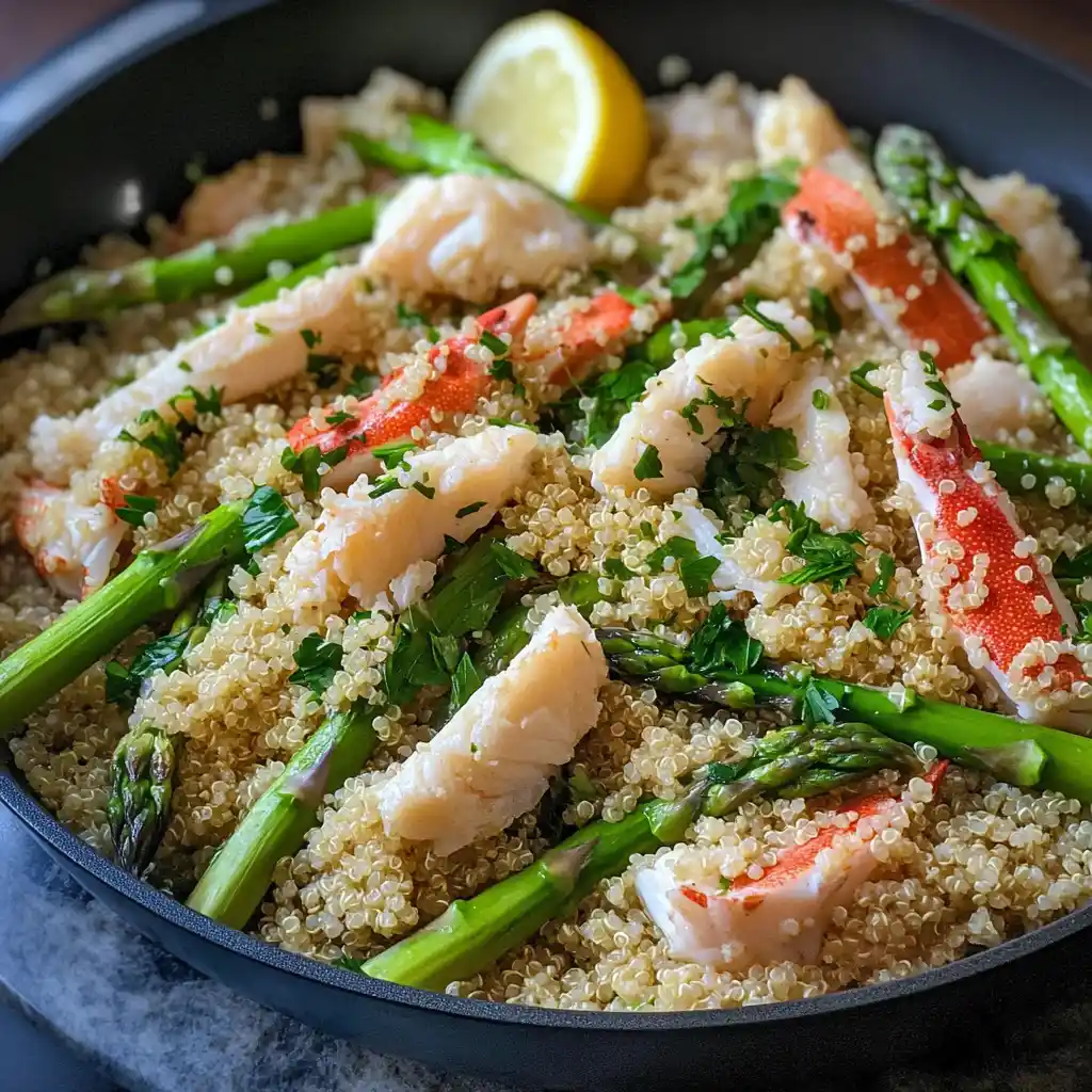 One-Pan Crab with Asparagus and Quinoa