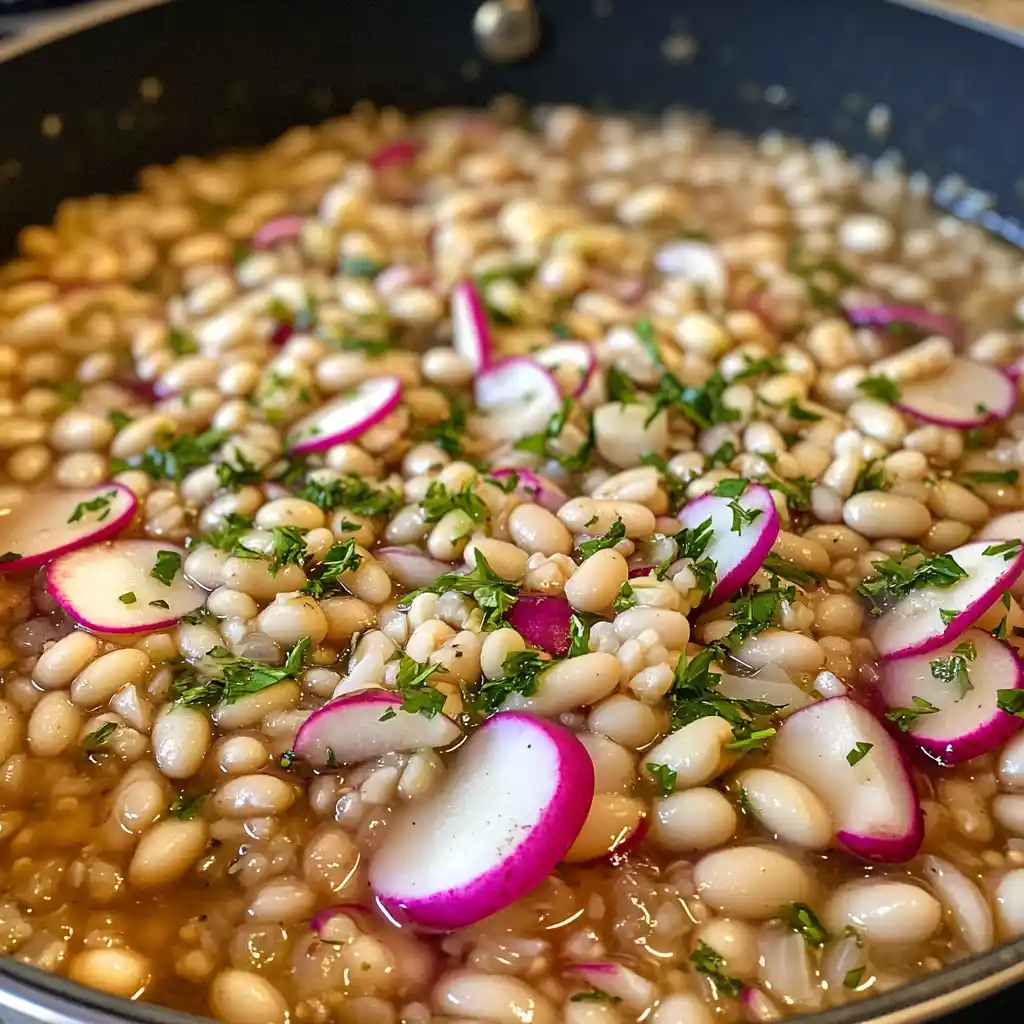 One-Pan White Beans with Radish and Barley