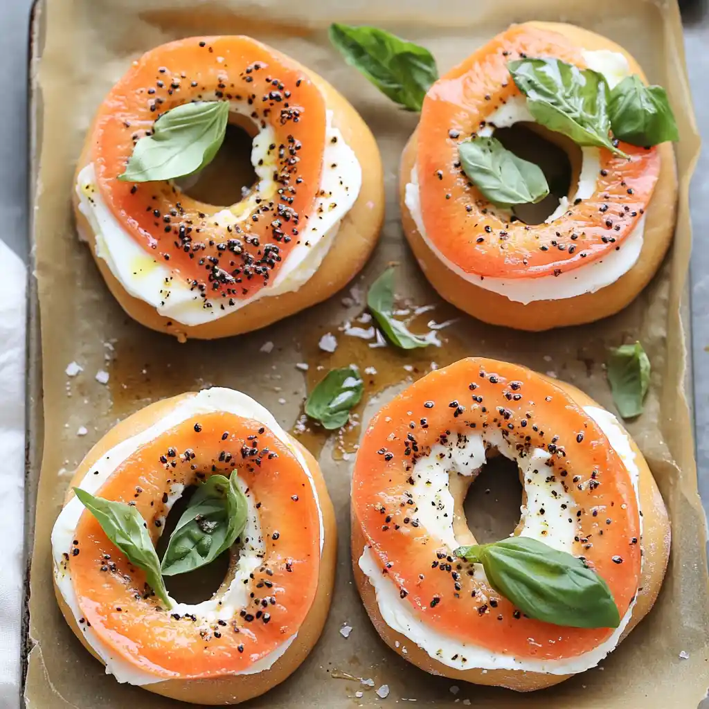 Papaya Mozzarella Bagels