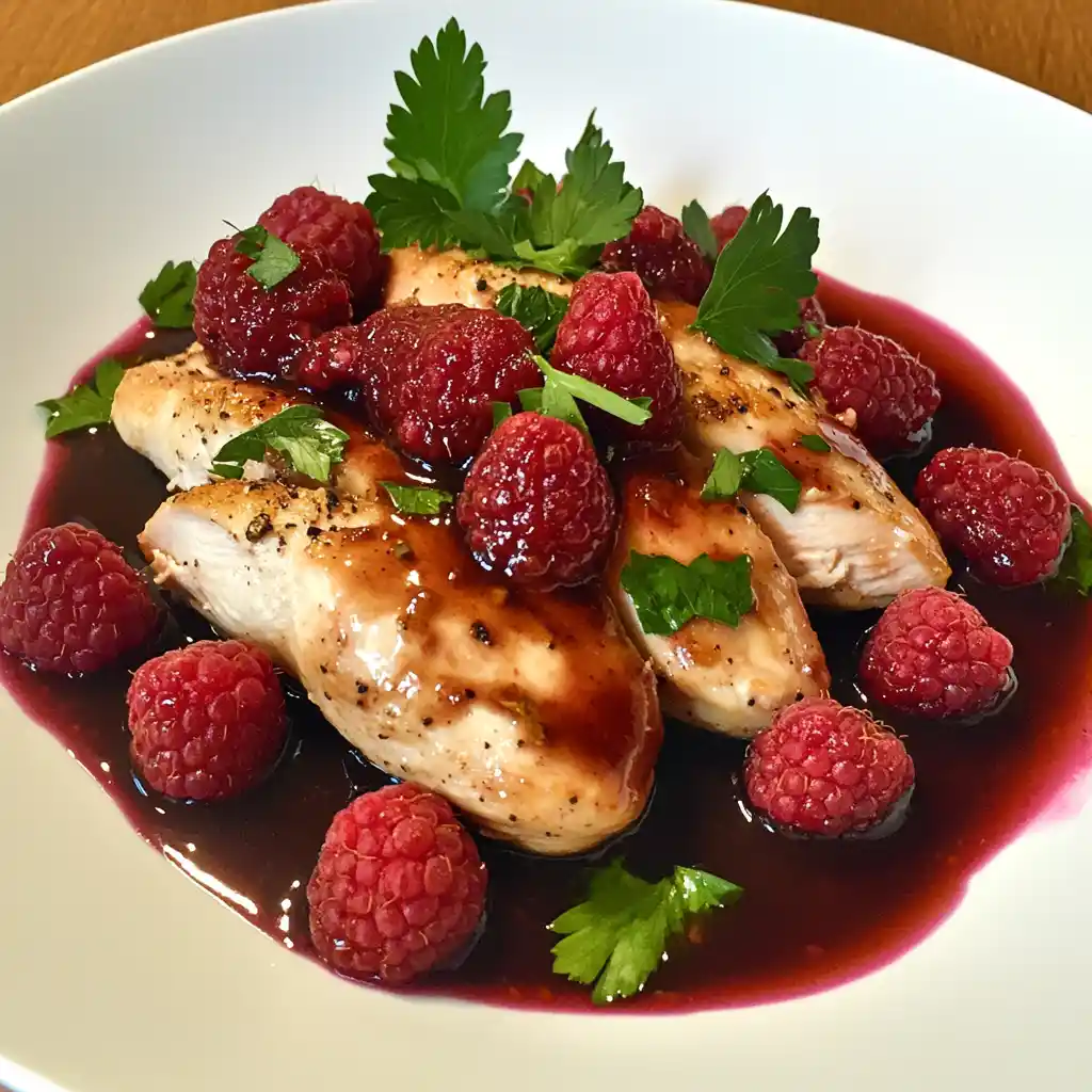 Poached Raspberry Chicken