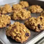 Delicious homemade oatmeal raisin cookies fresh from the oven, featuring oats, raisins, and a hint of cinnamon. Perfect for snack or dessert, easy to make using wholesome ingredients.