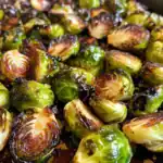 Delicious roasted Brussels sprouts with caramelized edges, perfect for a healthy side dish or appetizer.