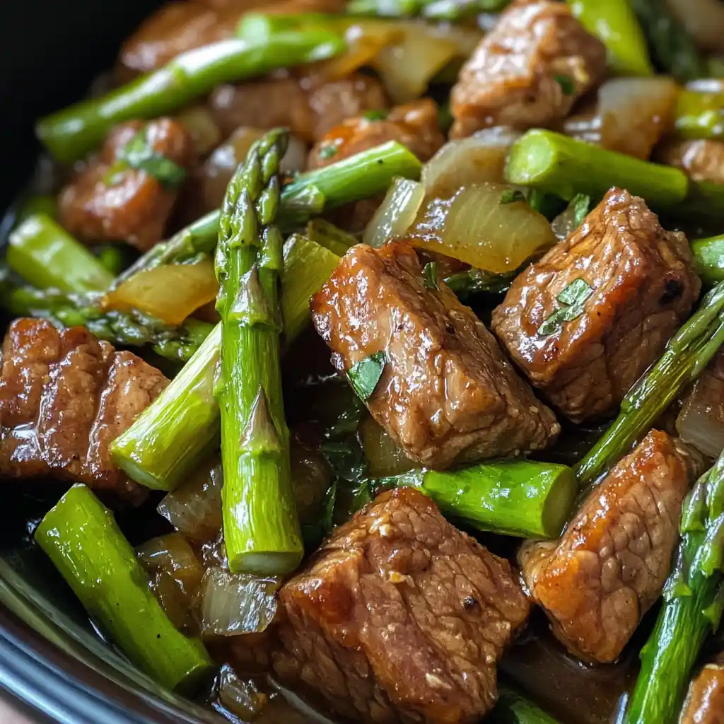 Slow-Cooked Seitan with Asparagus