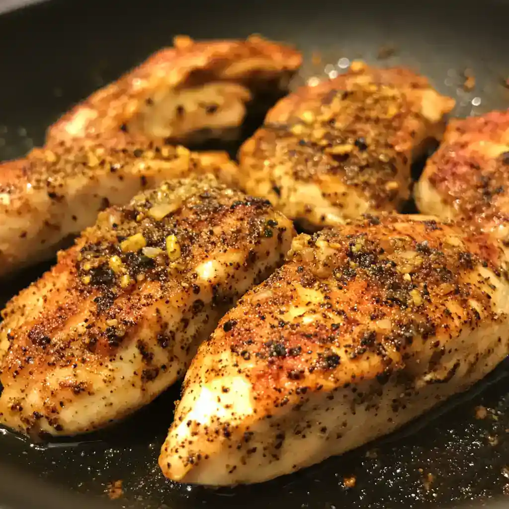Juicy chicken breasts seasoned with spices, garlic, and herbs, then pan-seared to perfection for a flavorful and healthy meal. Ideal for quick weeknight dinners or meal prep.