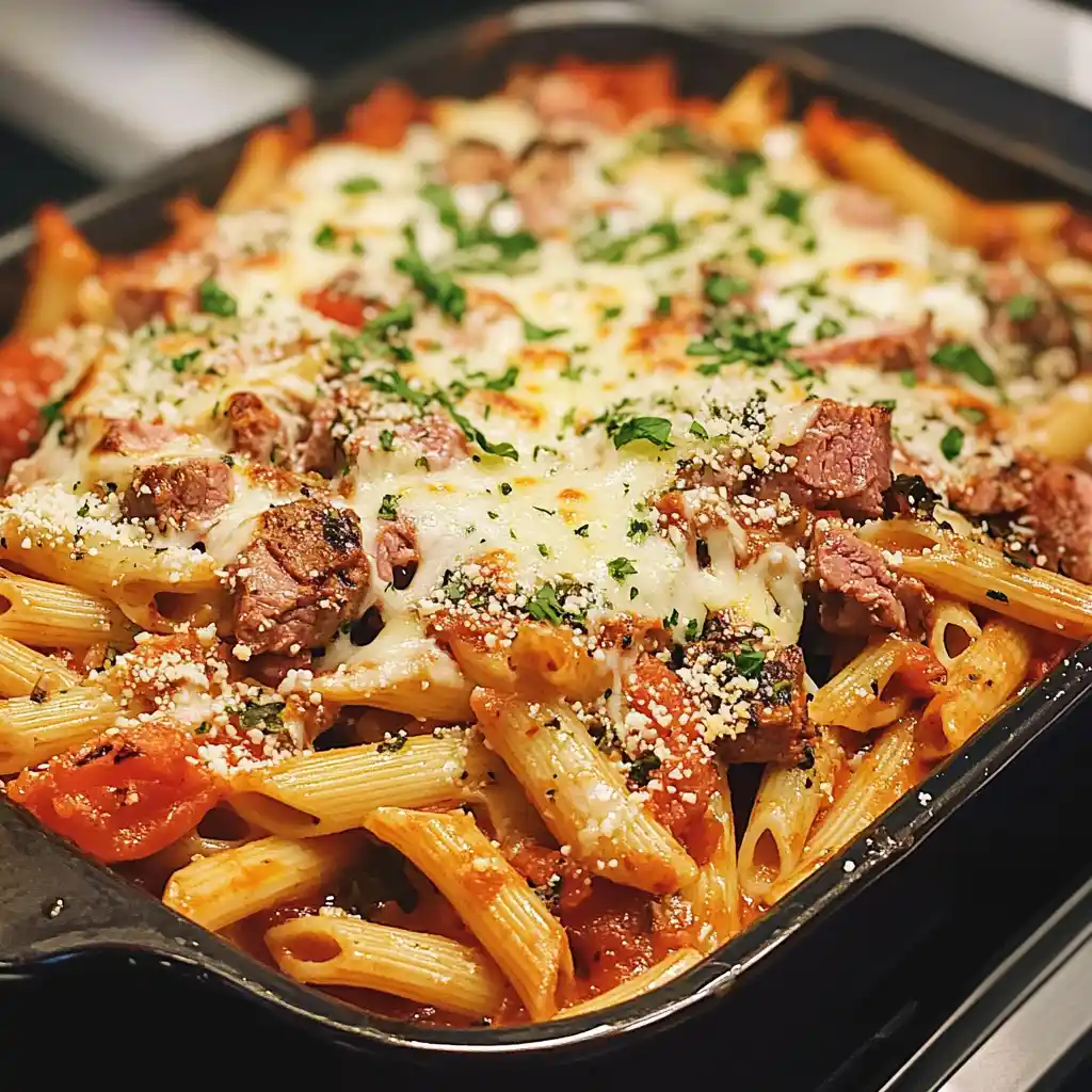 Grilled Lamb pasta bake