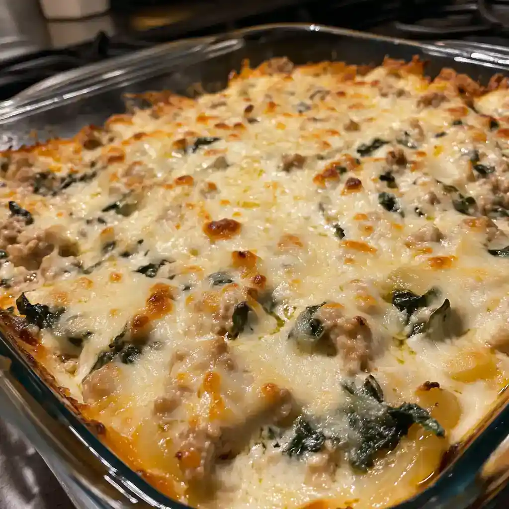 Delicious vegetable and cheese baked casserole with melted cheese and fresh greens, perfect for family dinners and comfort food.